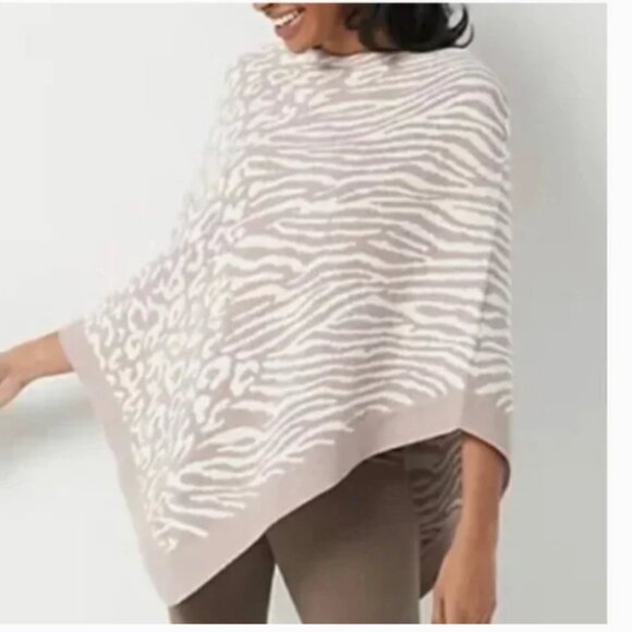 Barefoot Dreams | CozyChic Ultra Lite Ocean Breeze Poncho- Faded Rose Animal-NWT - Picture 1 of 9